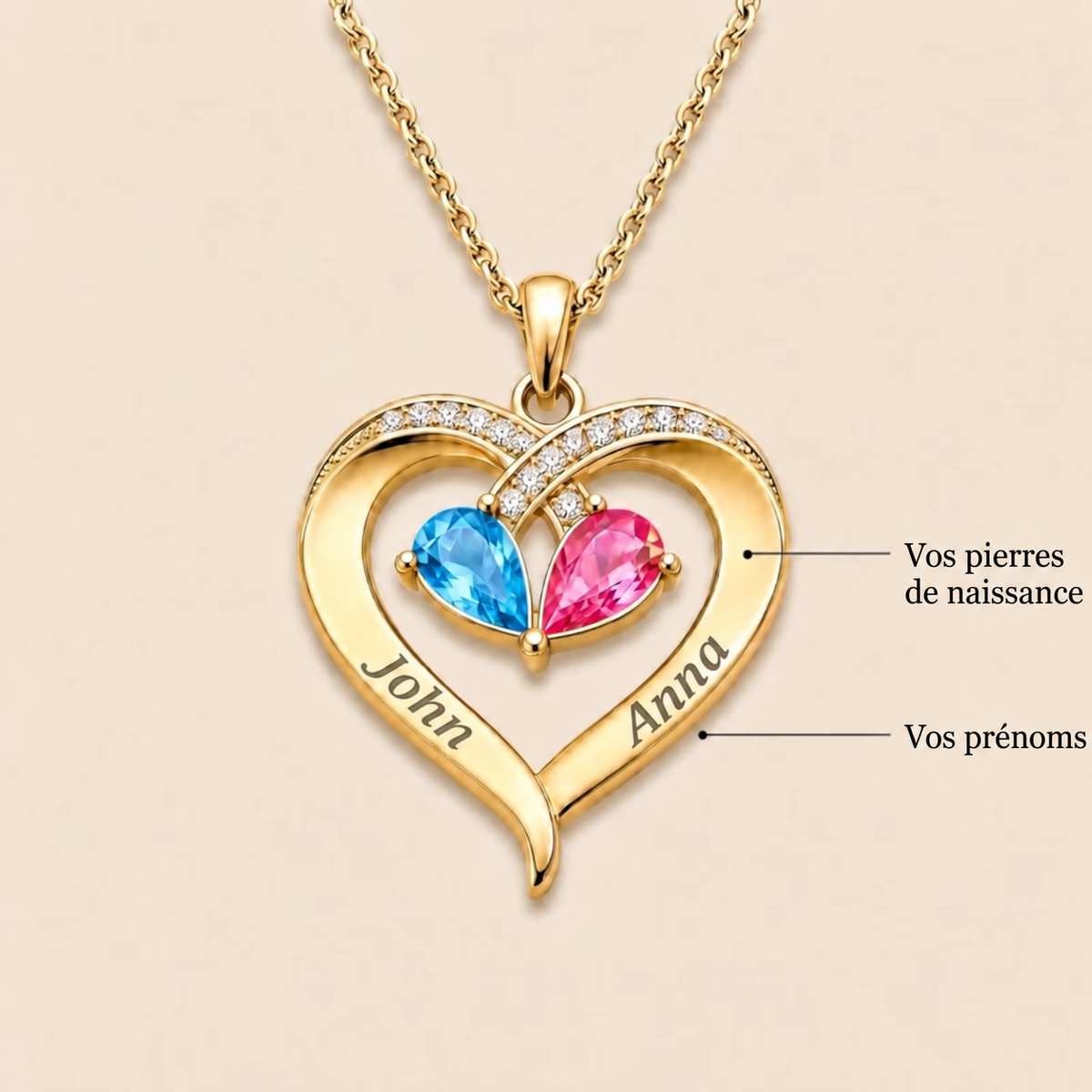 Voor mijn vrouw – Personaliseerbare hartketting met geboortestone