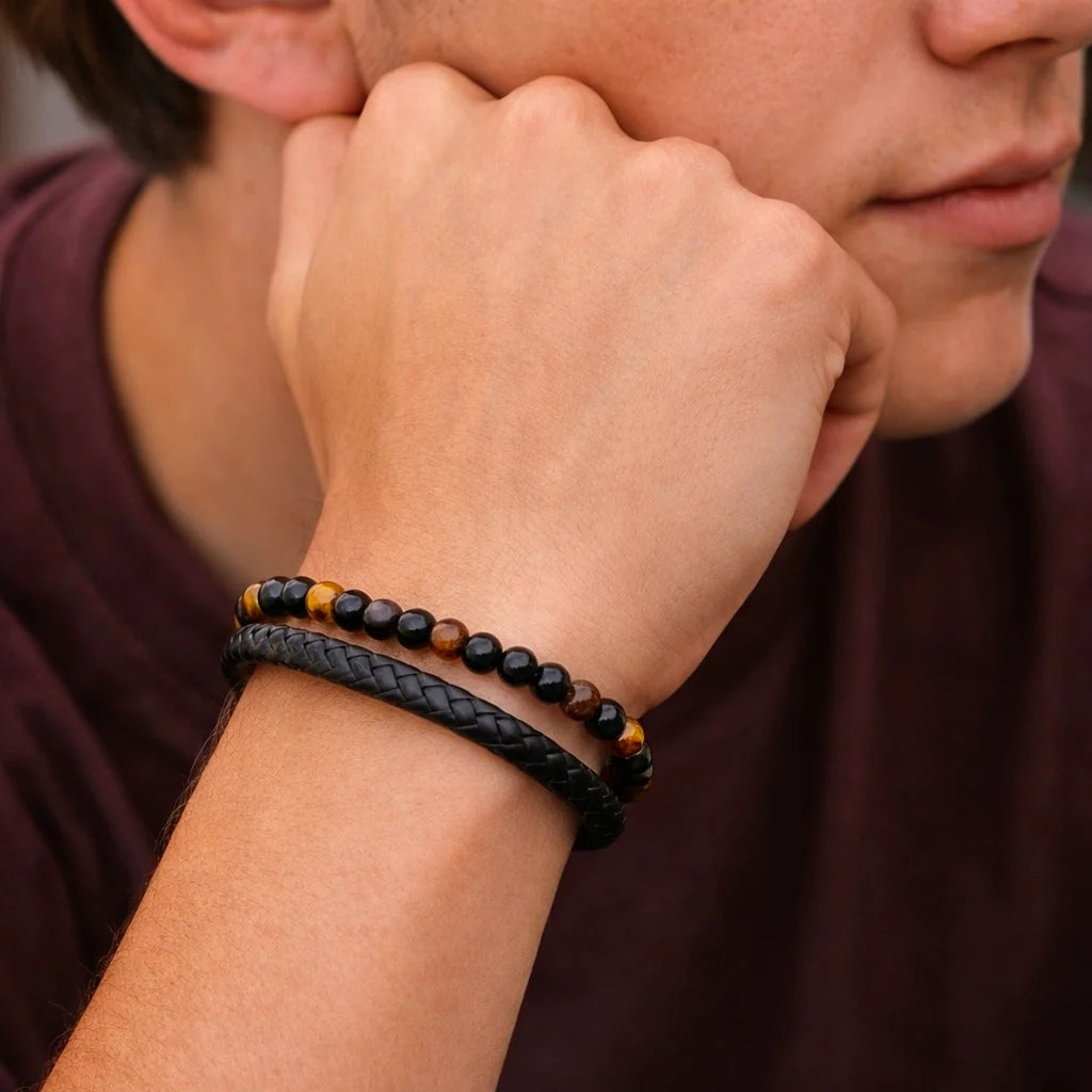 Shine & Love™ – Pulsera de Ojo de Tigre para Mi Hijo (Personalización opcional)