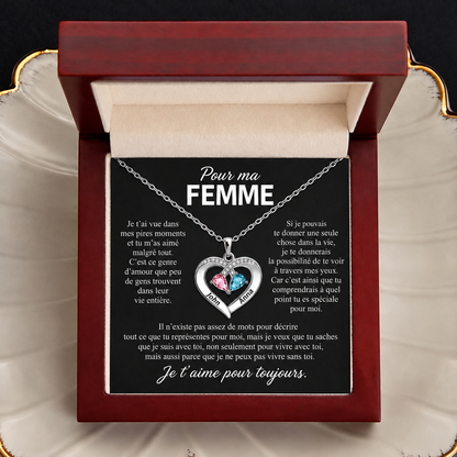 Voor mijn vrouw – Personaliseerbare hartketting met geboortestone
