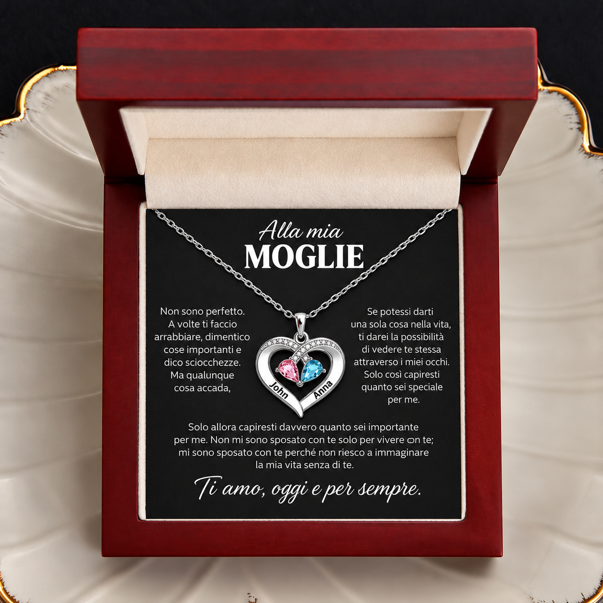Voor mijn vrouw – Ketting met personaliseerbare hartvorm en gelbrij