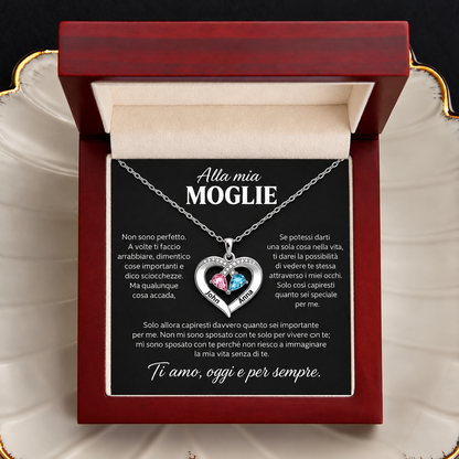 Voor mijn vrouw – Ketting met personaliseerbare hartvorm en gelbrij