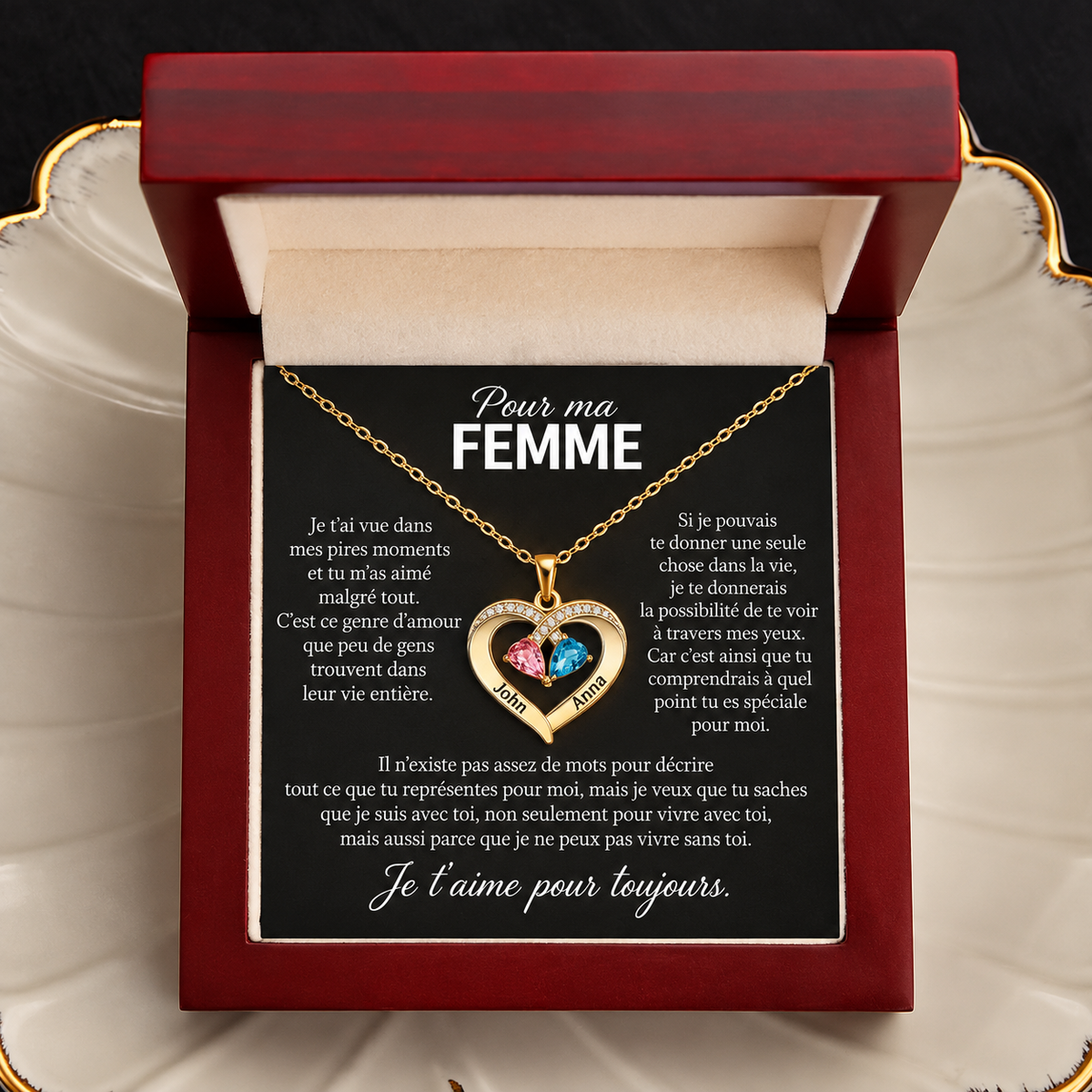 Voor mijn vrouw – Personaliseerbare hartketting met geboortestone