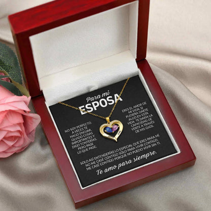 Para mi Esposa – Collar de Corazón Personalizable con Piedra de Nacimiento