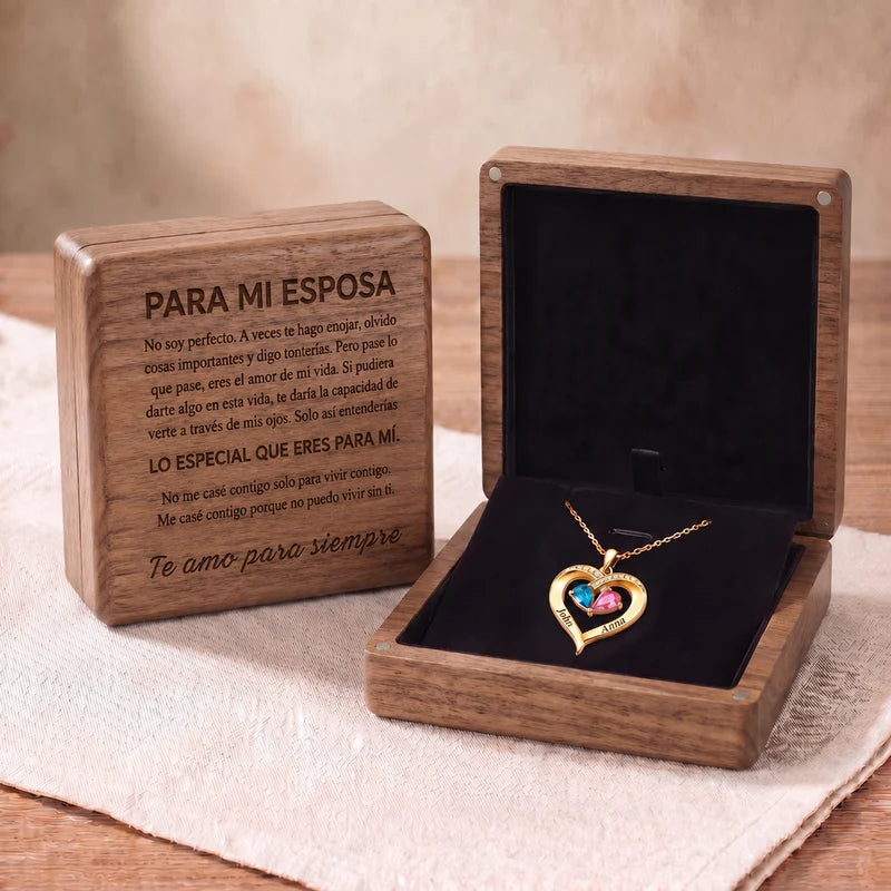 Shine & Love™ – Siempre Tuya: Collar de Corazón con Piedra de Nacimiento