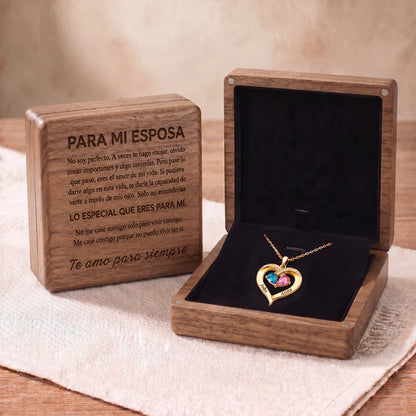Shine & Love™ – Siempre Tuya: Collar de Corazón con Piedra de Nacimiento