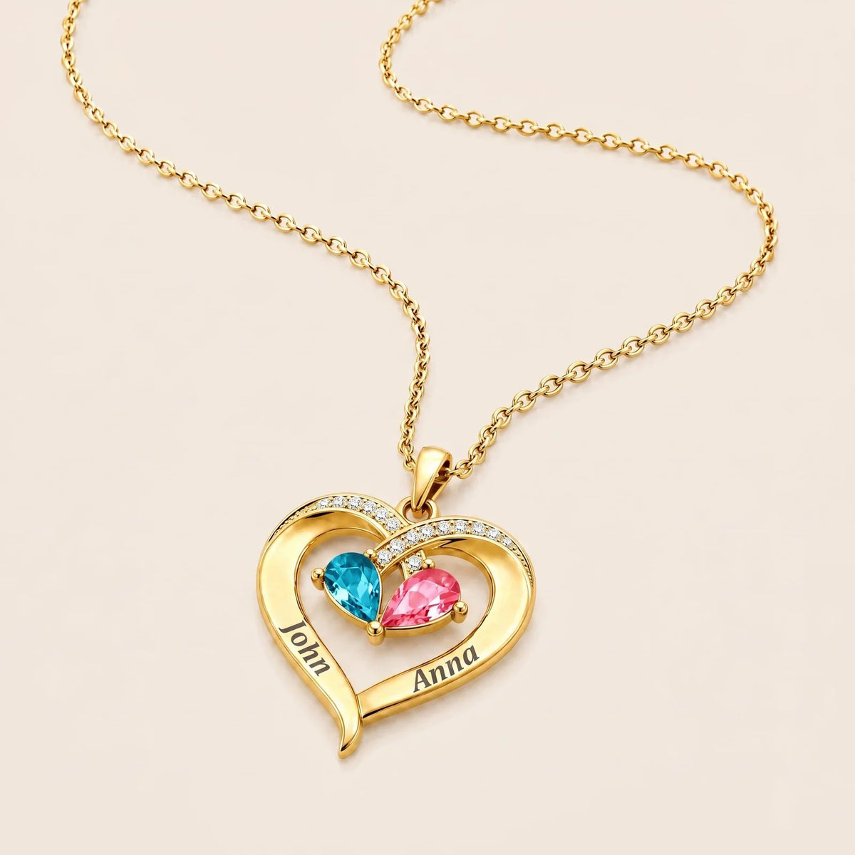 Para mi Esposa – Collar de Corazón Personalizable con Piedra de Nacimiento
