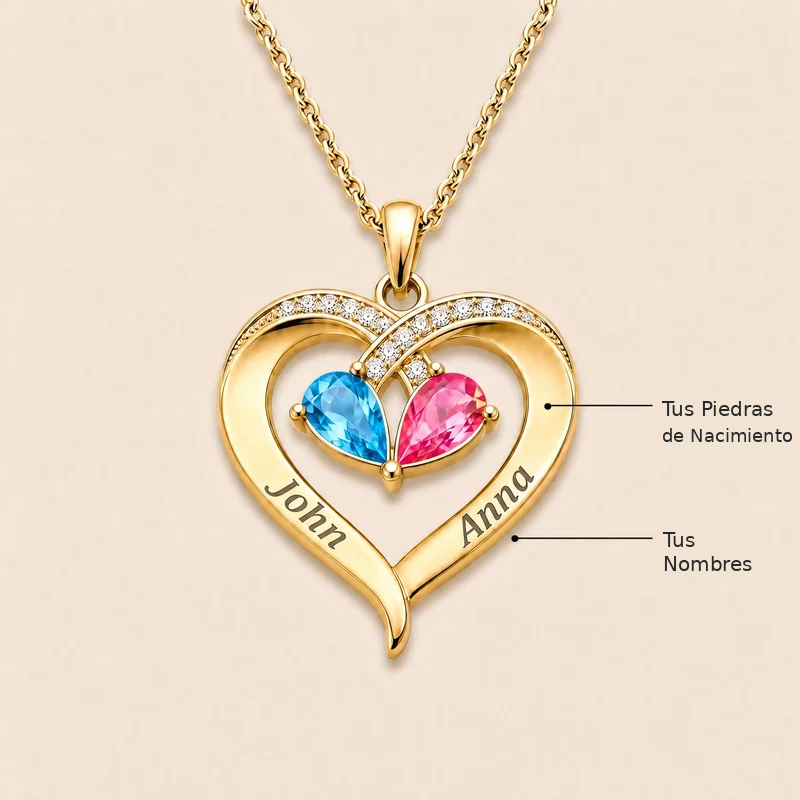 Para mi Esposa – Collar de Corazón Personalizable con Piedra de Nacimiento