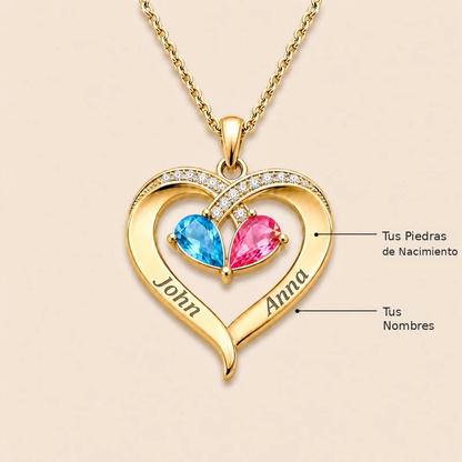 Para mi Esposa – Collar de Corazón Personalizable con Piedra de Nacimiento