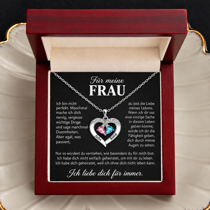 Pour ma femme – Collier cœur personnalisable avec pierre de naissance