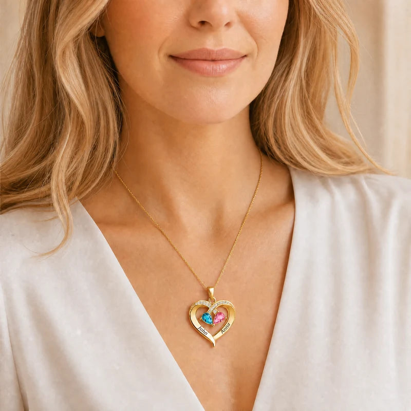 Shine & Love™ – Siempre Tuya: Collar de Corazón con Piedra de Nacimiento