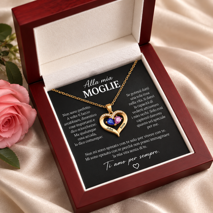 Voor mijn vrouw – Ketting met personaliseerbare hartvorm en gelbrij