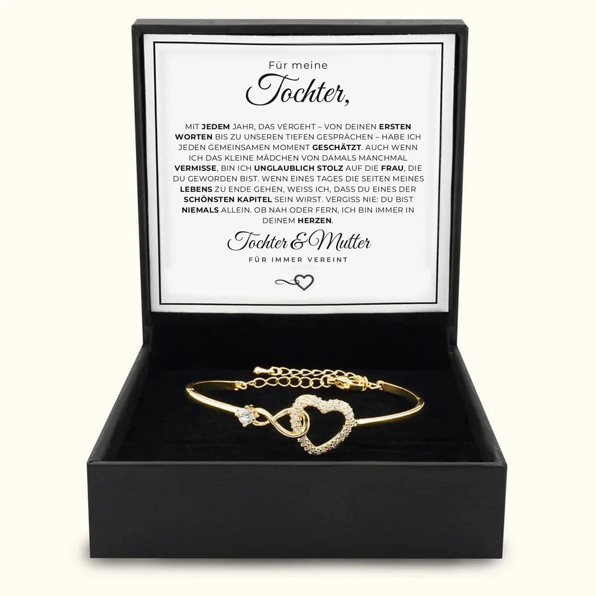 Armband der unendlichen Liebe mit Karte „Für meine Tochter“