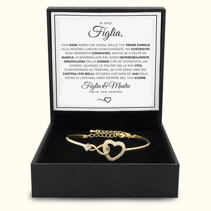 Bracciale dell’amore infinito con biglietto “A mia figlia”