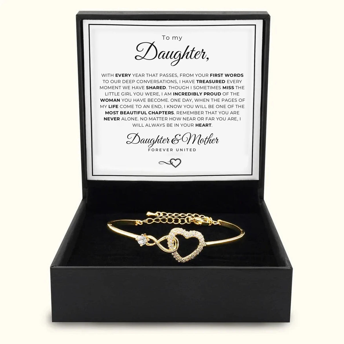Infinity love bracelet with “To My Daughter” card