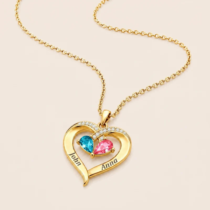 Shine & Love™ – Siempre Tuya: Collar de Corazón con Piedra de Nacimiento
