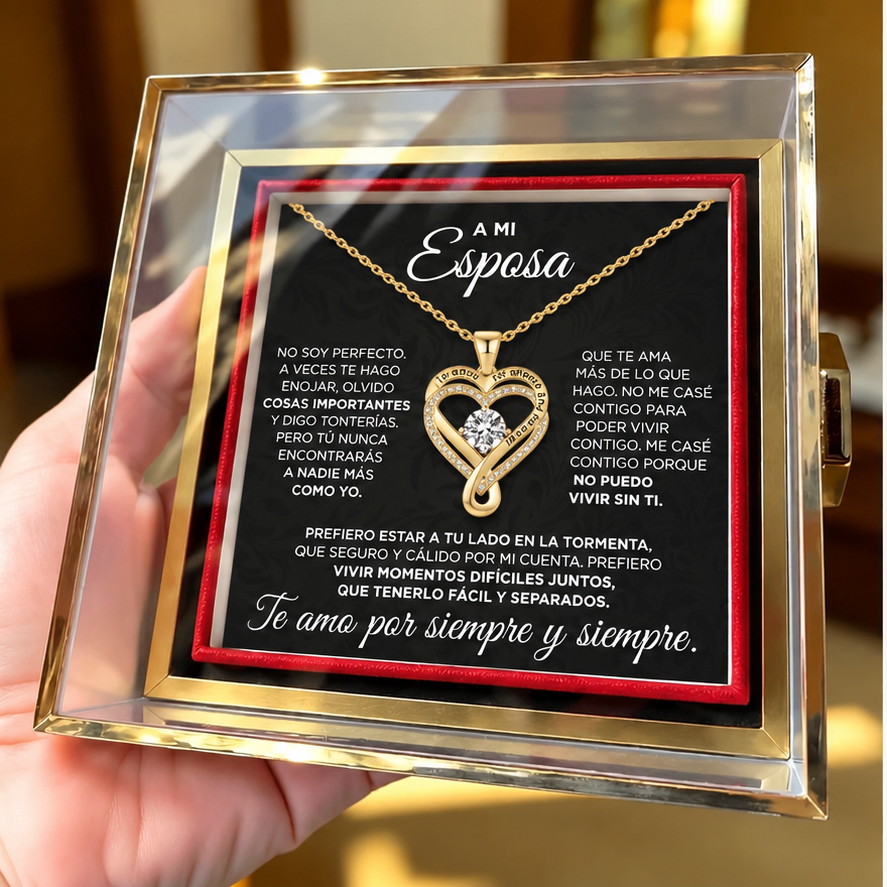Shine & Love™ – Para Mi Esposa: Collar de Corazón “Para Siempre”