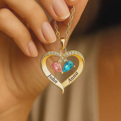 Para mi Esposa – Collar de Corazón Personalizable con Piedra de Nacimiento
