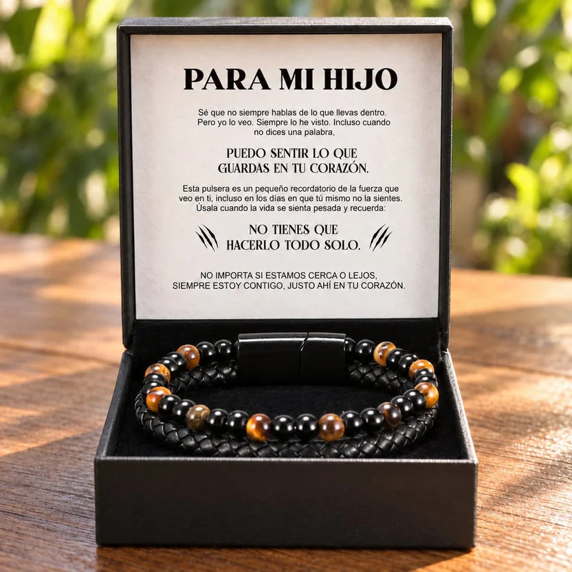Shine & Love™ – Pulsera de Ojo de Tigre para Mi Hijo (Personalización opcional)